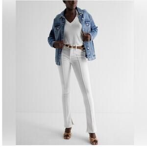 Express Women's Mid Rise White Pintuck Skyscraper Jeans Size 14R‎